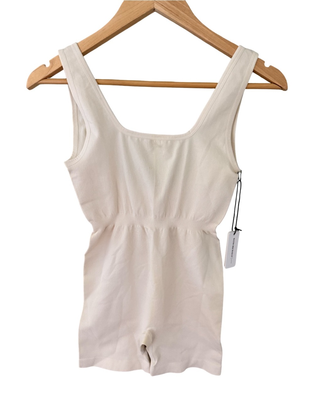 WeWoreWhat Rib Bodysuit Workout Onesie in Off White NWT Size S